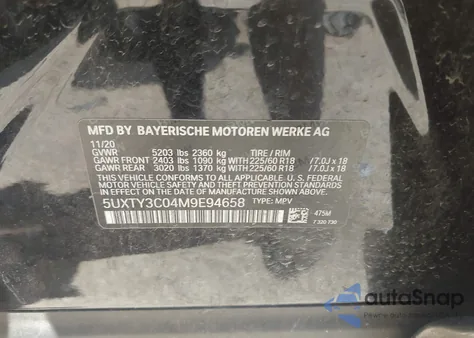 2021 BMW X3 Sdrive30I from USA, damaged, VIN 5UXTY3C04M9E94658